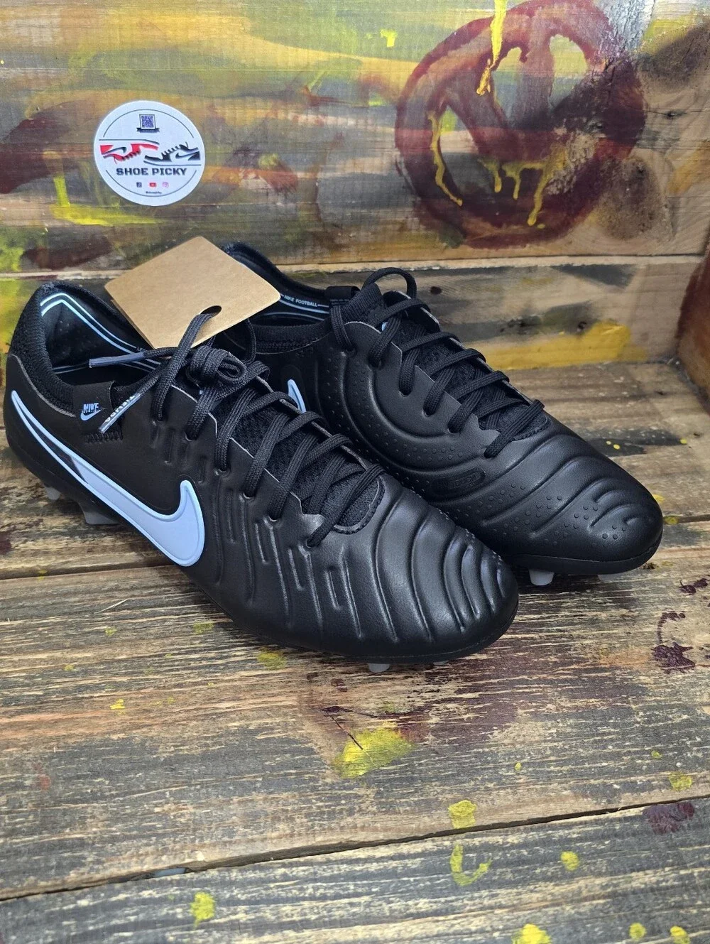 Nike Legend 10 Elite FG Black Light Blue DV4328-003 Men sz 5.5 (women sz 7) New
